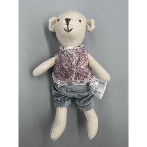 Small Teddy Bear Creative Co-Op Linen Plush 6 Inch Stuffed Animal
